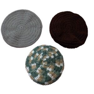 NEW Handmade Hand-knit Warm Wool Hats Women Multicolor Colors Lot of 3